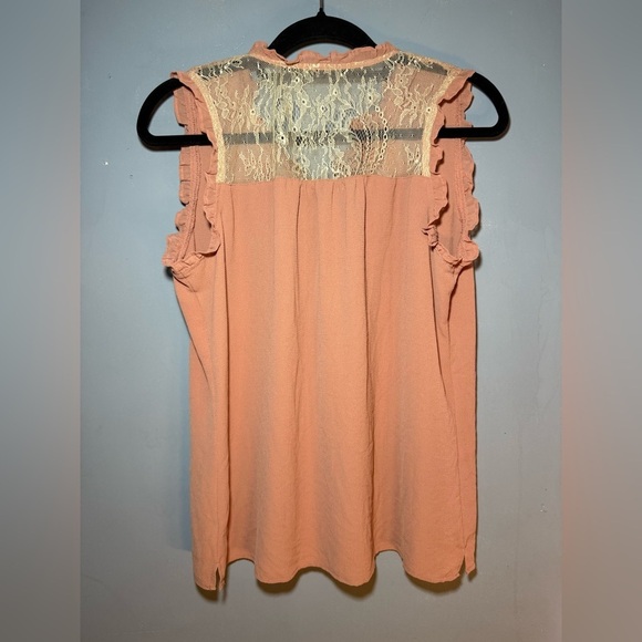 Peach Sleeveless Lace Detail Top - Picture 2 of 3
